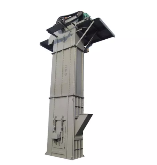 Strong and reliable bucket elevator designed for vertical lifting of slag and bulk materials in industrial settings.